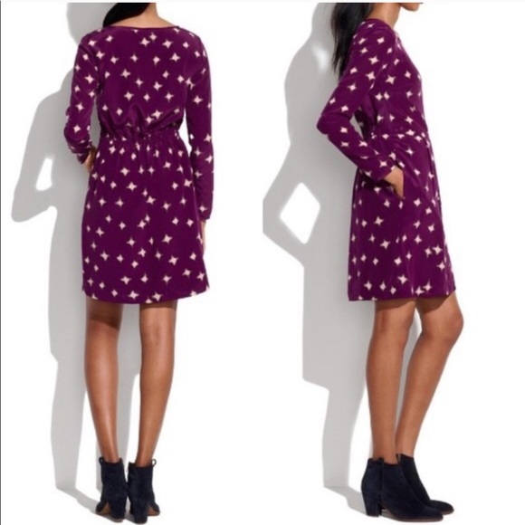 Madewell Dresses & Skirts - MADEWELL purple inkbrush print DRESS pockets SILK